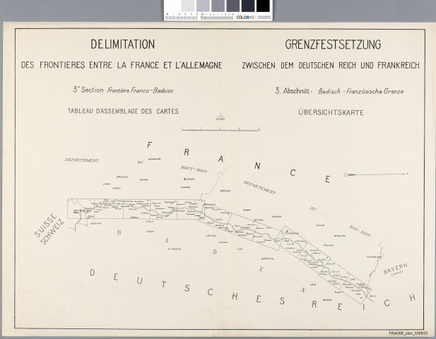 Tableau d'assemblage des cartes entre la France et le Pays de Bade
