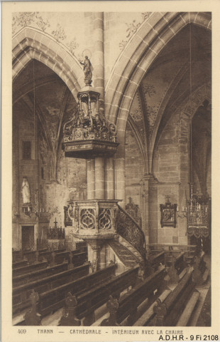 Thann, la collégiale : intérieur avec la chaire
