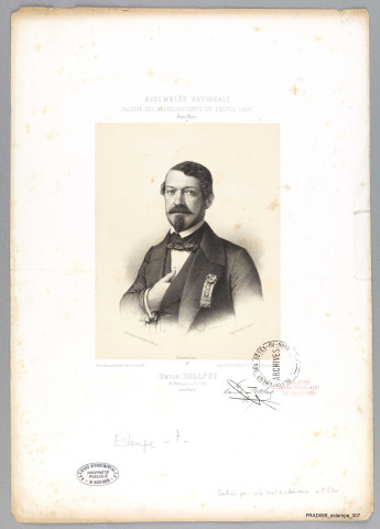 Emile Dollfus, né à Mulhouse le 10 avril 1805, ancien député. Portrait (planche de la Galerie des représentants du peuple, 1848)