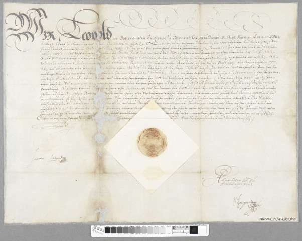 Diplôme de l'archiduc Léopold sur la validité des actes passés devant notaire (idem 63)