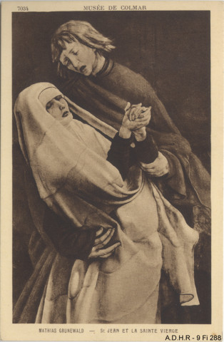 Colmar, musée Unterlinden : retable d'Issenheim : le crucifiement (saint Jean et la Vierge)