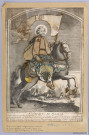 Gravures habillées de tissu représentant saint Jacques le Majeur et un homme distribuant des aumônes. Les costumes auraient été ajoutés par les Dominicaines d'Unterlinden