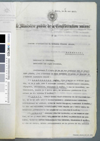 Acte d'accusation contre Eugène Grévillot.