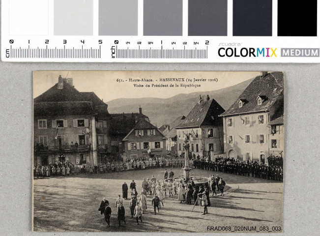Carte-postale : Massevaux (Masevaux) : visite du Président de la République (24 janvier 1916).