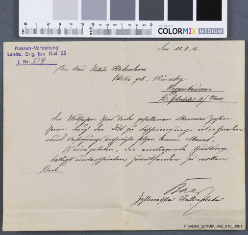 Lettre d'un ami de tranchée annonçant le décès de Jules Heckendorn, et lettre confirmant l'envoi de ses effets personnels par la poste.