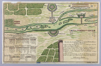 Situation von der den 3. und 4. September 1743 zu Nacht tentirten. Passage des Rhein-Strohmbs à Neuf-Brisach.