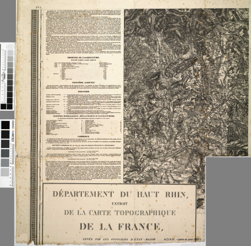 Haut-Rhin : division politique, militaire, administrative, ecclésiastique et judiciaire. Extrait de la carte topographique de la France (carte d'Etat Major).