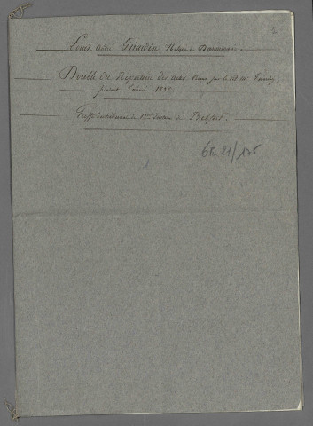 Double et copie de répertoire chronologique Me Louis André Girardin