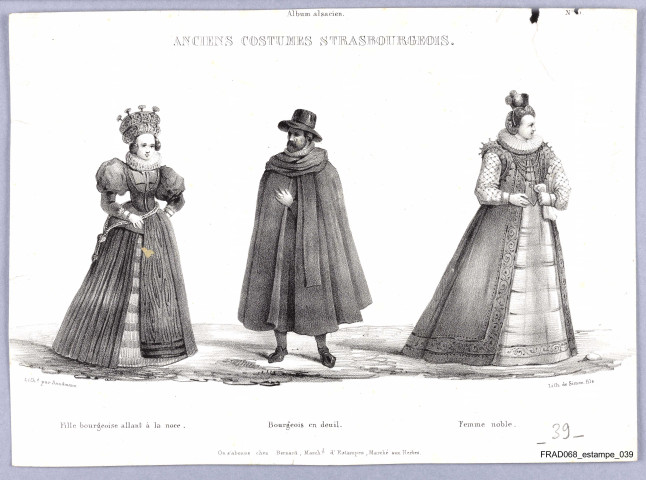 Anciens costumes strasbourgeois (planche de l'Album alsacien, n° 10)