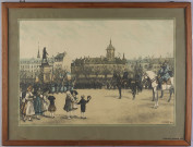 Place Rapp, commémoration militaire. Dessin par V. HUEN