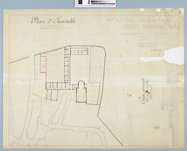 Lycée impérial de Colmar : plans, coupes et élévations (en 12 feuilles)