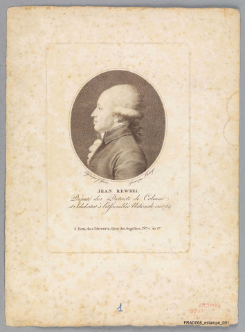 Jean Rewbel, député des districts de Colmar et Schelesat à l'Assemblée nationale en 1789. Portrait