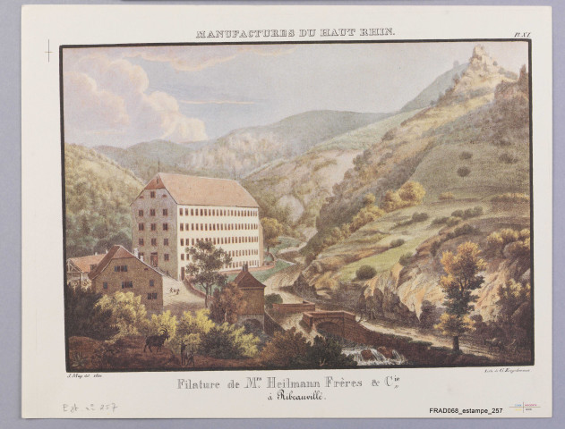 Filature de Heilmann Frères et Cie à Ribeauvillé. Planche XI des "Manufactures du Haut-Rhin" de Mieg