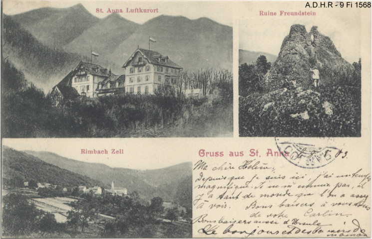 Jungholtz : Maison de cure Sainte-Anne, ruine Freundstein, Rimbach-Zell