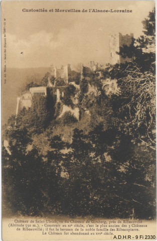Ribeauvillé, château de Saint-Ulrich (depuis le château du Girsberg)