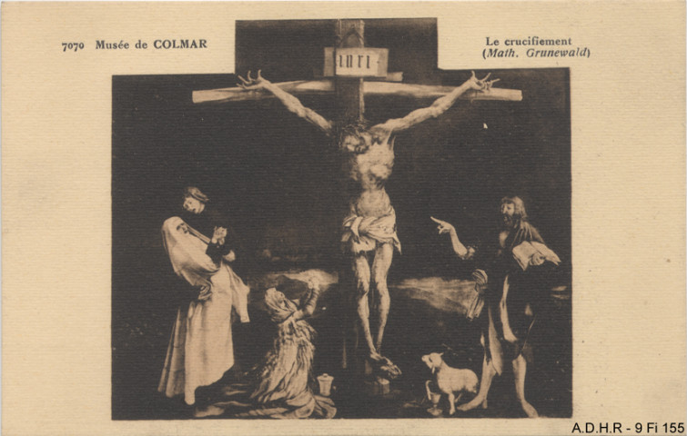 Colmar : musée Unterlinden : le crucifiement (l'ensemble) de Mathias Grunewald