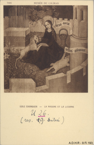 Colmar : musée Unterlinden : la Madone et la licorne, école Schongauer