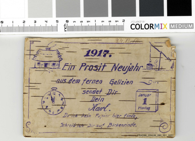 Carte postale fabriquée et envoyée depuis la Galicie pour la nouvelle année 1917.