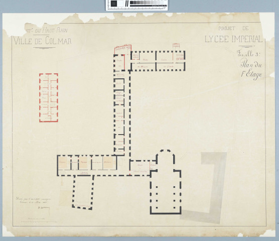Lycée impérial de Colmar : plans, coupes et élévations (en 12 feuilles)