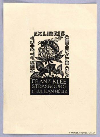 Ex libris Franz Klee, Strasbourg II, rue Jean Hültz