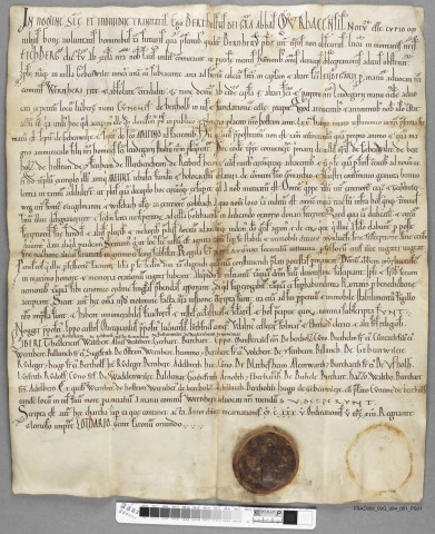 Confirmation par l'Abbé Bertold d'un échange de biens