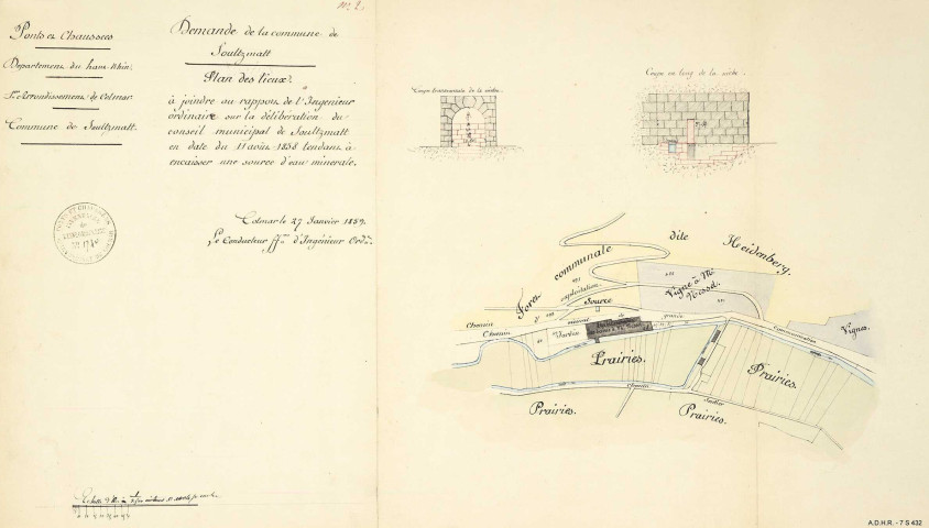 Alimentation en eau et assainissement des communes, sources (plans)