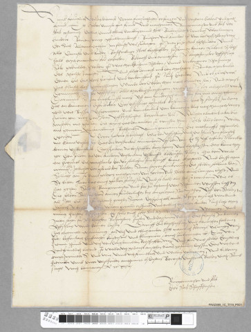 Lettre de la ville de Schaffhouse à celle de Fribourg-en-Brisgau