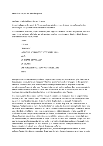Récit de Marie, 69 ans (Oberhergheim)