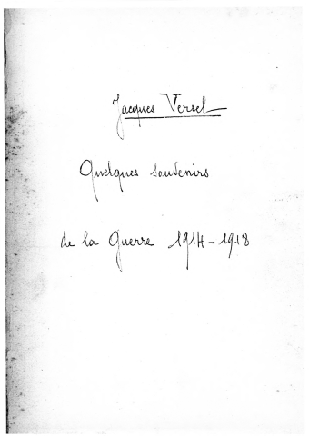 Journal de guerre de Jacques Versel.